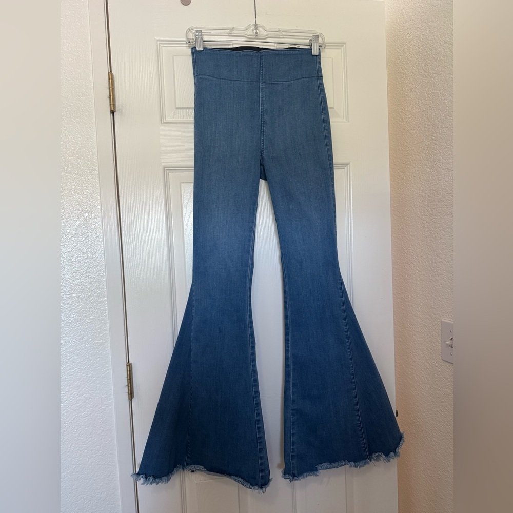 Show Me Your MuMu Blue Flare Wide Leg Jeans